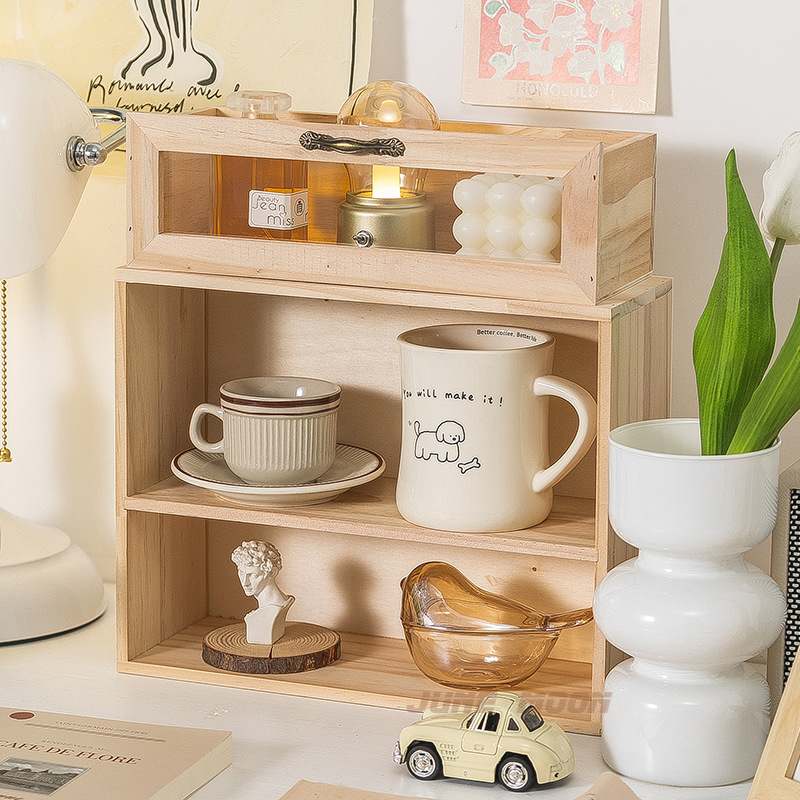 实木抽屉式火漆印章摆件收纳盒桌面茶具置物架桌上柜杯子多层整理