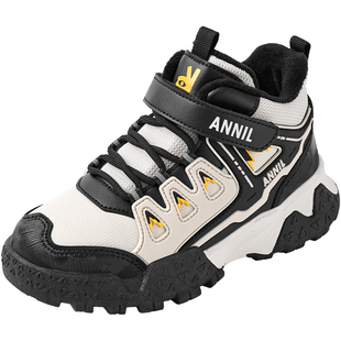 安奈儿男童二棉运动鞋高帮2025新款冬季加绒保暖大童冬鞋儿童棉鞋