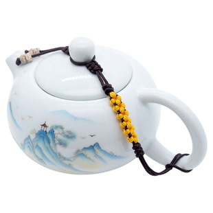 桃花朵朵茶壶绳手工编织水杯壶盖绑绳紫砂西施壶连接创意防摔丢绳