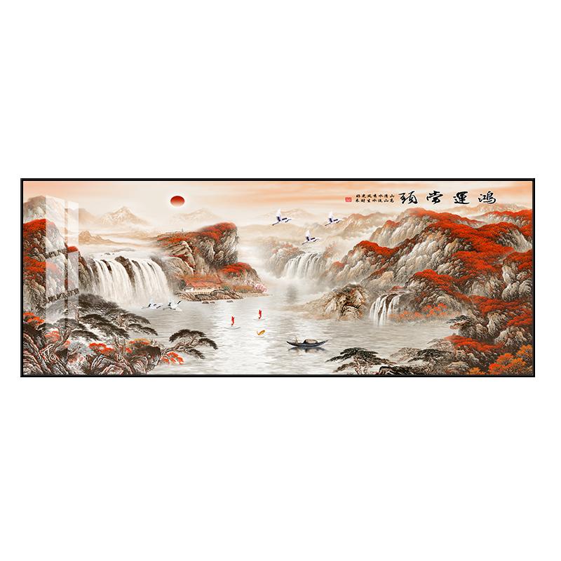 山水画办公室挂画山水风景画沙发背景墙中国风公司办公室书房挂画
