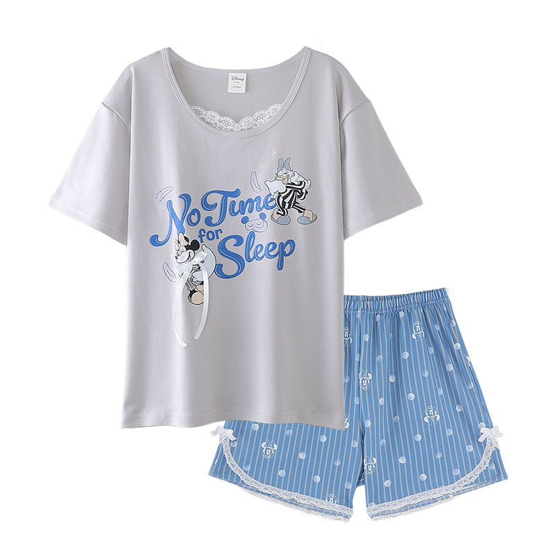 Disney/迪士尼夏季新款短袖短裤带胸垫卡通动漫大码家居服0328
