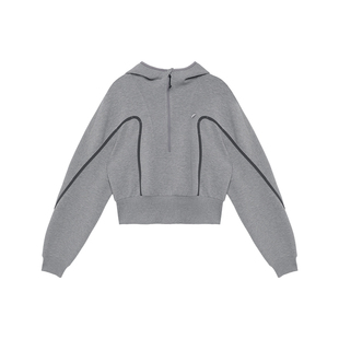 热暖绒面料 半圆女装[运动]2026春秋短款箱型宽松连帽长袖卫衣女