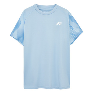 YONEX尤尼克斯羽毛球服儿童短袖蓝色运动上衣训练服透气春夏正品