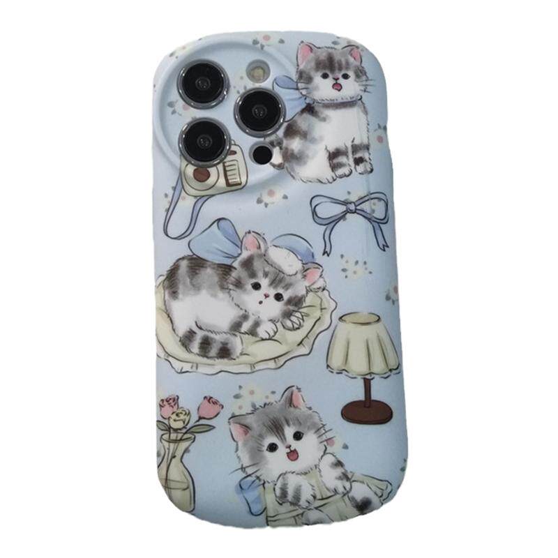 可爱卡通猫咪少女心适用iPhone15promax手机壳韩系苹果14新款17pro迷你12保护套16pro硅胶女款13防