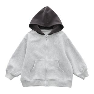 Sun  童品 ｜ 童良品 女中大童秋日珐琅灰书卷气针织连帽外套