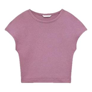 ZA外贸出口 经典辣妹美拉德圆领短袖T恤纯棉正肩上衣 3641325 250