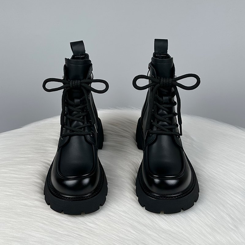 厚底超火马丁靴女2025秋冬新款英伦风真皮加绒短靴爆款百搭女靴子