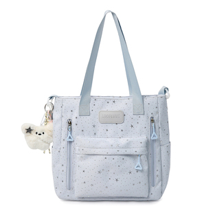 ins可爱星星单肩包女学生上课百搭补习手提袋休闲少女帆布斜挎包