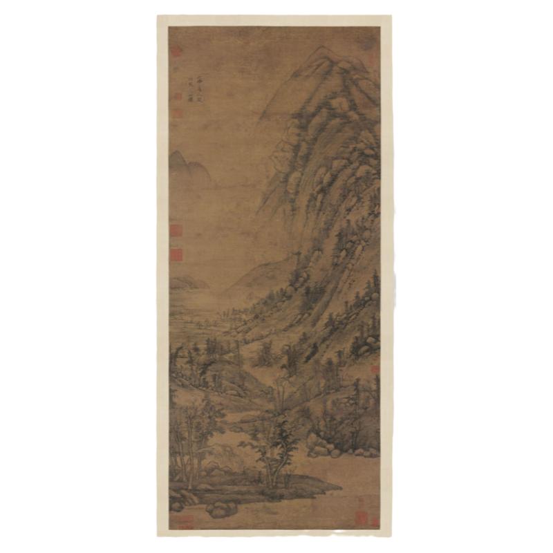 1:1黄公望 北苑山水图水墨画立轴国画艺术微喷古代名画复制品装饰