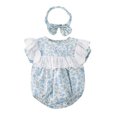 洋气婴幼儿夏季短袖包屁衣小兰花