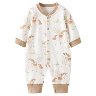 童泰婴儿连体衣春秋季纯棉新生儿衣服宝宝休闲外出可爱哈衣爬服