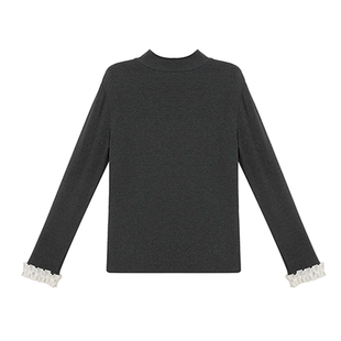 柒院家大码女装钉珠针织长袖打底衫2025秋冬遮肉显瘦内搭上衣T恤