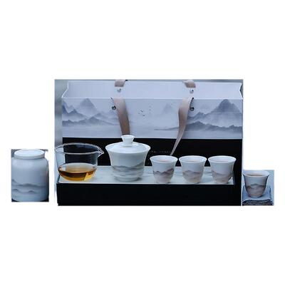 紫泉涧羊脂玉旅行功夫茶具套装