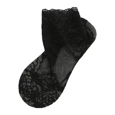 2-5双夏季中筒蕾丝袜子玫瑰女士日韩系花边短袜透气薄船袜女棉底