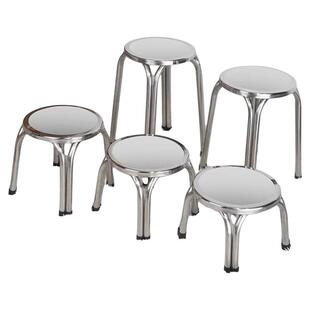 加厚不锈钢圆凳子家用吃饭凳饭店四脚凳简约现代小矮凳户外圆凳子