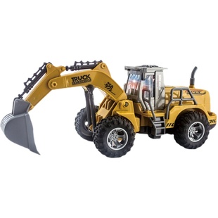 遥控工程车玩具四通加长灯光货柜大卡车模型儿童大号挖掘机推土车