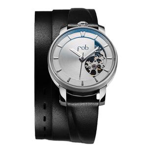 FOB手表新款R360小众个性机械腕表法国进口小表盘配三环牛皮表带
