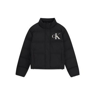 【防风防泼水】CK Jeans26秋新款女士潮流刺绣鸭绒绗缝立领羽绒服