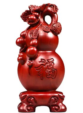 绿色木质葫芦摆件木头葫芦家居客厅店铺装饰工艺品新居乔迁送礼品