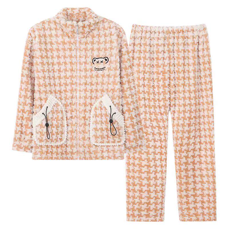 家居服套装女士舒棉绒开衫睡衣