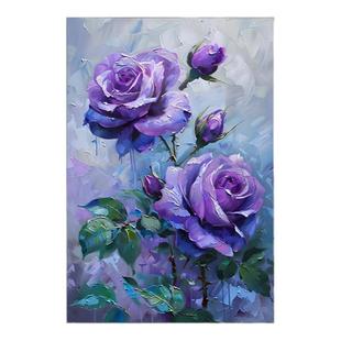 高级感数字油画diy手工手绘填色画玫瑰花卉客厅玄关大尺寸装饰画