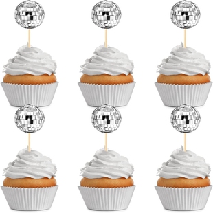 3cm disco镜面球蛋糕插牌ins风蛋糕摆件儿童烘焙派对生日配件装饰
