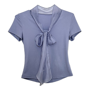 安璃 温柔仙气飘带领铜氨丝冰爽上衣