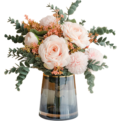 十字星北欧清新粉色仿真花艺套餐