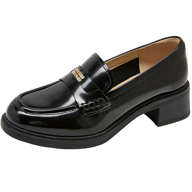 康莉厚底乐福鞋女25年秋新款复古英伦风深口小皮鞋商场同款56530