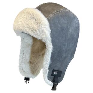 皮雷锋帽子女冬季加绒加厚保暖户外骑车防寒护耳帽东北毛绒棉帽男