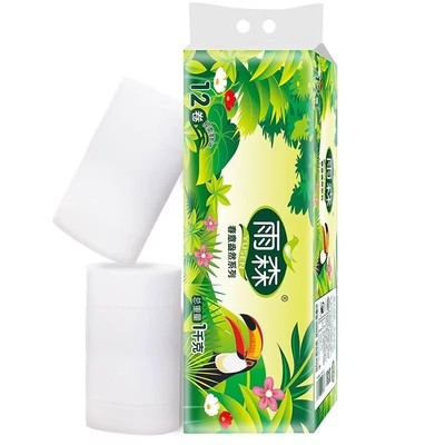 雨森卷纸无芯卫生纸厕所纸2斤装12卷5层家用学生宿舍实惠装长短卷
