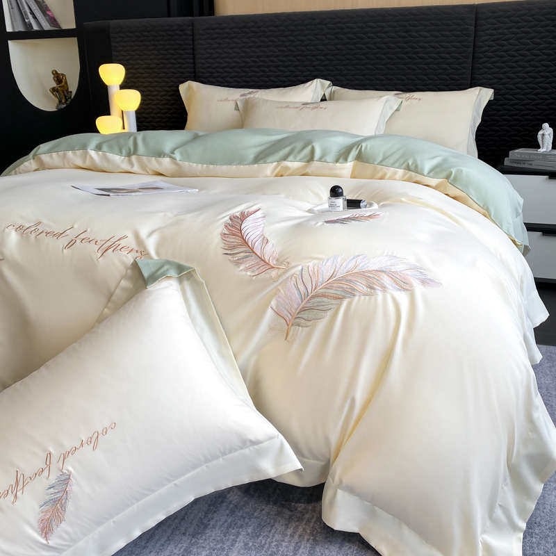 轻奢高级感120支纯棉四件套全棉床单刺绣被套床笠亲肤裸睡1.8床品