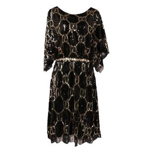 韩版晚宴小礼服2022新款时尚名媛黑金色亮闪闪大码连衣裙女蝙蝠袖