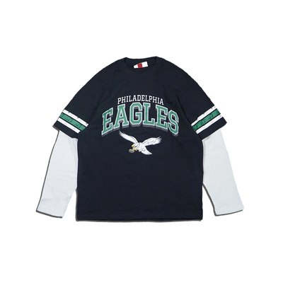 美潮 mitchell&ness X NFL联名假两件设计复古水洗高克重宽松长袖