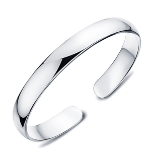 泥鳅背银手镯女9999纯实心款开口心经光面扁口贵妃镯妈妈生日礼物