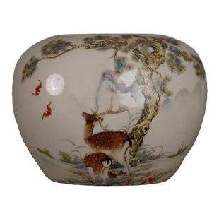 仿大清同治粉彩福寿双全水盂瓷器摆件古玩旧货老货文房用品收藏