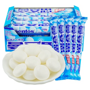 曼妥思劲嚼充气糖整盒15条脆皮软心珠薄荷特强儿童软糖休闲零食