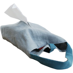 全纯棉布料手提抽纸袋包邮家用创意可挂式车载纸巾盒文艺撞色出口