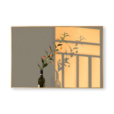 治愈系小清新光影装饰画温馨静物卧室横款画文艺简约餐厅客厅挂画