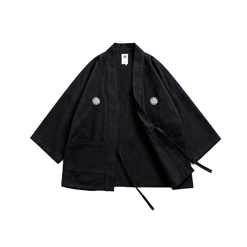 日系复古和风和服男棉麻开衫 kimono 宽松外套羽织道袍日料店定制