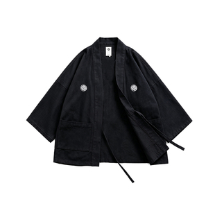 日系复古和风和服男棉麻开衫 kimono 宽松外套羽织道袍日料店定制