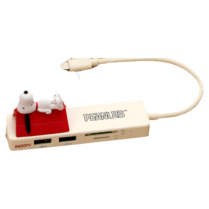 史努比USB-C转接读卡器hub扩展坞
