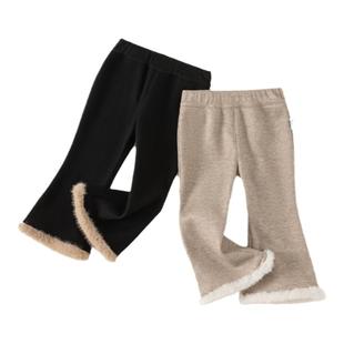 女童裤子宝宝喇叭裤2025冬季新款加绒长裤儿童加厚冬装小女孩童装