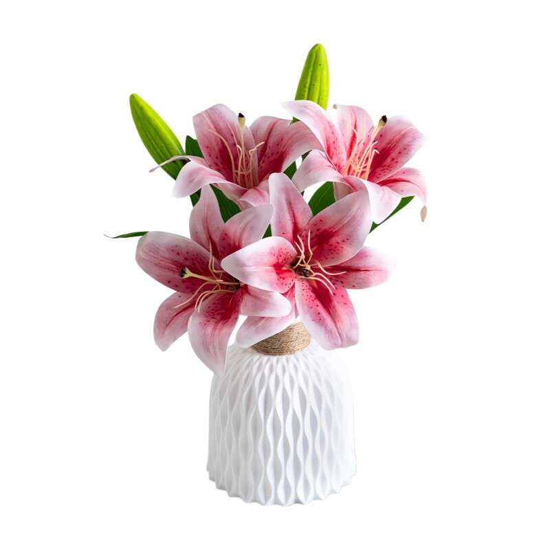 仿真花百合高枝装饰花客厅摆设
