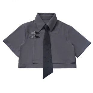 pinksavior【月迷津渡】设计感灰白刺绣长短袖衬衫显瘦套装新中式