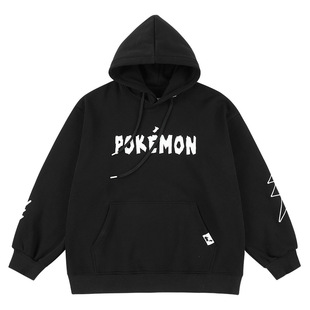 维动宝可梦联名长袖连帽套头卫衣秋冬美式篮球运动加绒外套男上衣