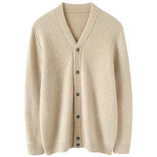 牛货就是高档！！男士山羊绒开衫加厚宽松纯羊绒毛衣针织衫外套冬