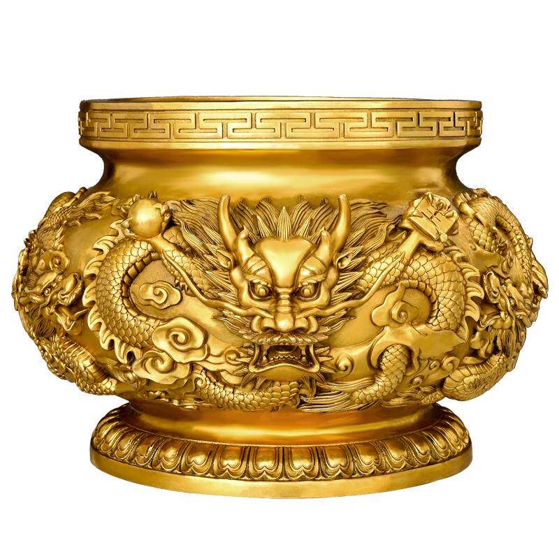 黄铜大号供奉九龙寺庙家用香炉
