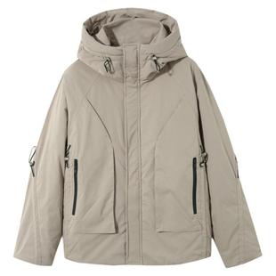 流石男装冬装高端工装羽绒服男士冬季新款户外白鸭绒保暖连帽外套