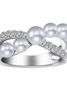 天然淡水珍珠扭臂戒指百搭